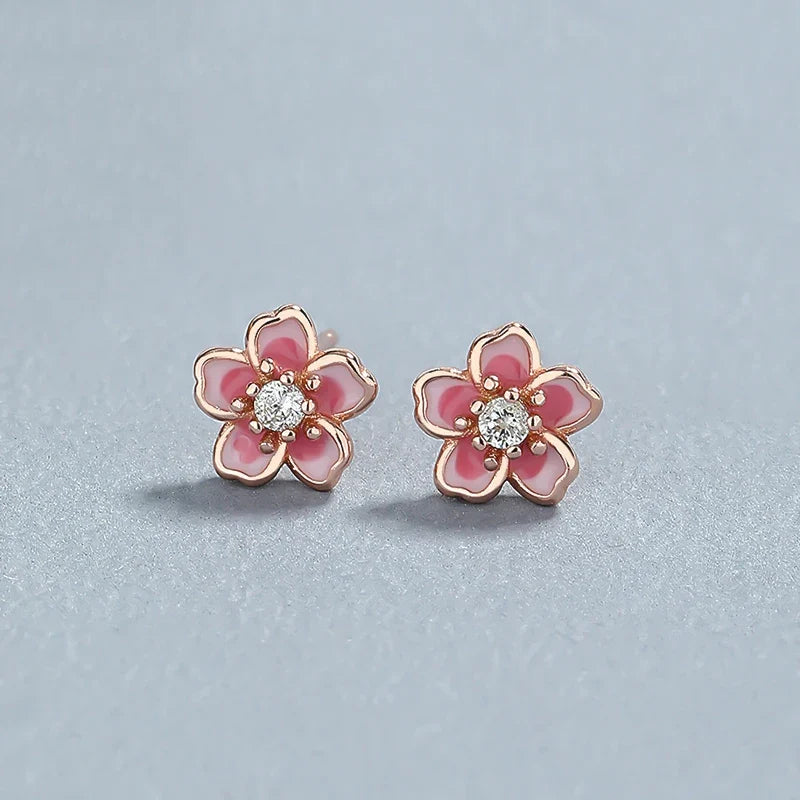 Aretes Flores en Blanco, Rosa o Negro