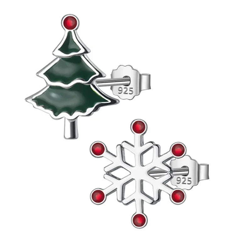 Aretes Asimétricos Copo de Nieve y Árbol