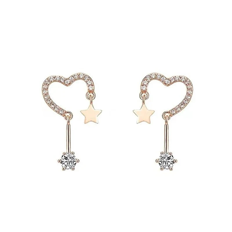 Aretes Corazón y Estrella con Zirconias