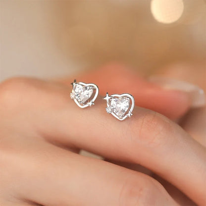 Aretes Estrella de Cuatro Puntas y Corazón