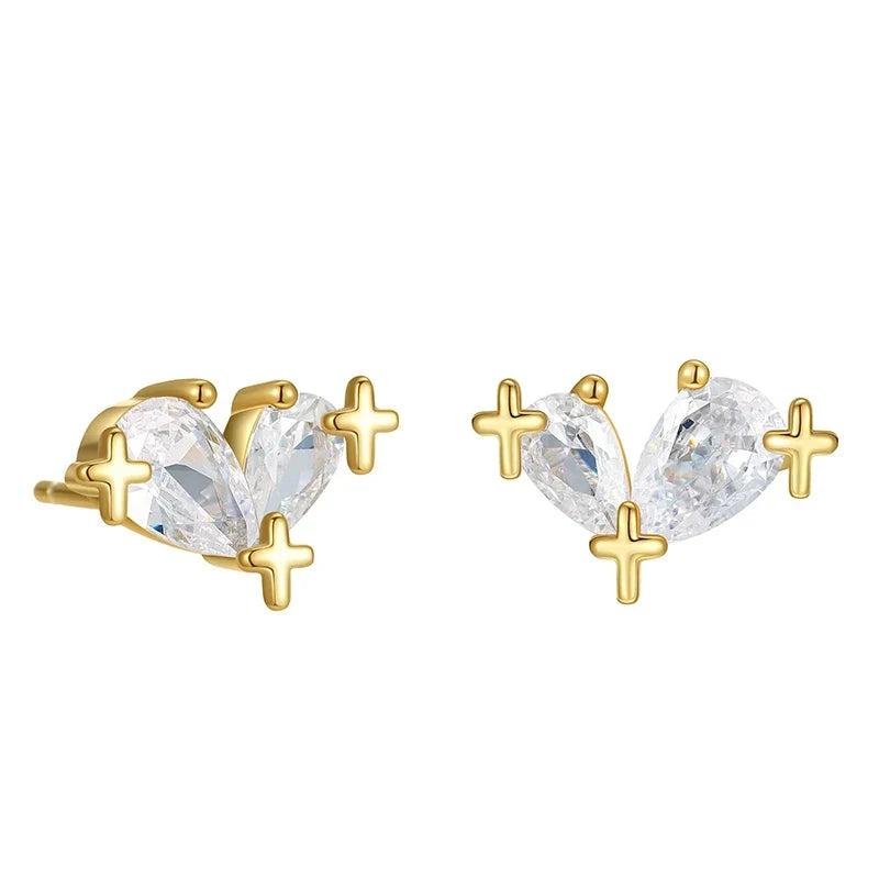 Aretes Estrella y Corazón con Zirconias