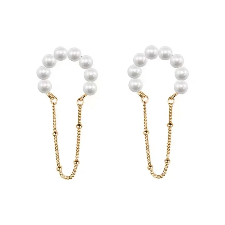 Aretes de Clip con Perla de Diseño Único