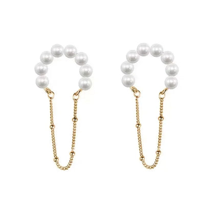Aretes de Clip con Perla de Diseño Único