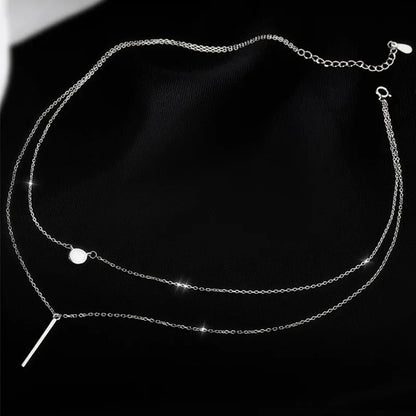 Collar Doble Capa con Barra Geométrica