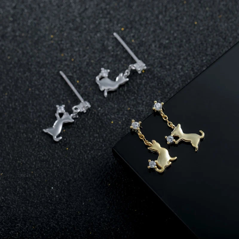 Aretes Gato en Plateado o Dorado