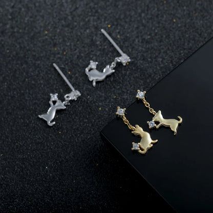 Aretes Gato en Plateado o Dorado
