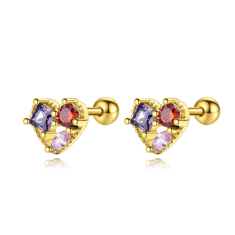 Aretes Corazón de Color