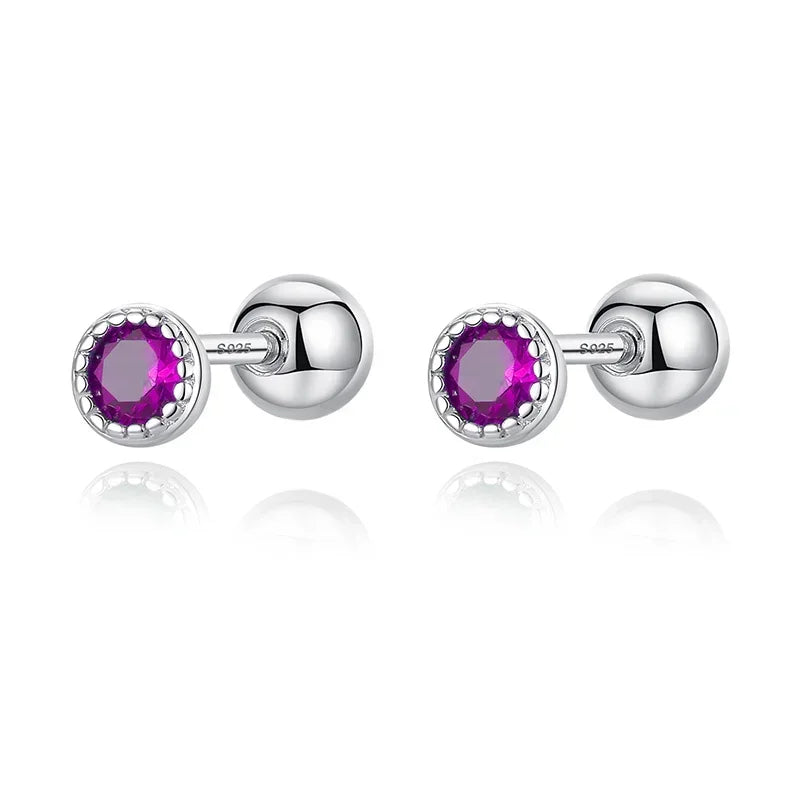 Aretes Zirconia Redonda de Color