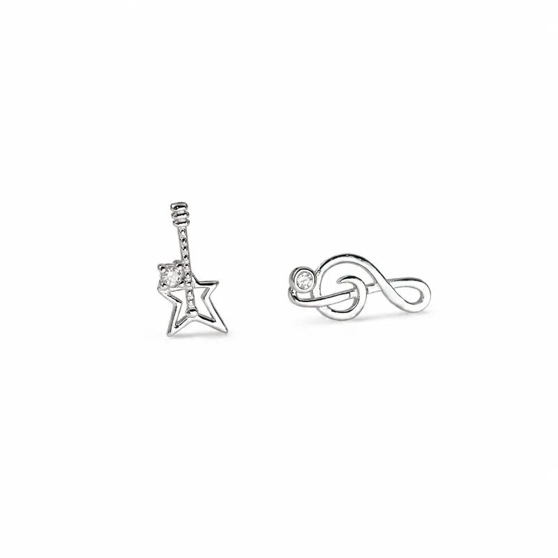 Aretes Asimétricos Nota Musical y Violín