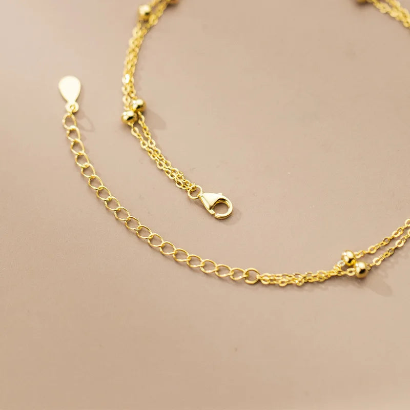 Tobillera Doble Cadena con Esferas