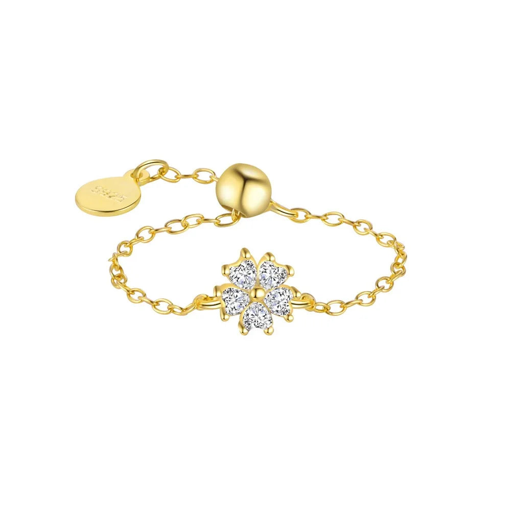 Anillo Cadena con Mariposa, Cruz o Perla