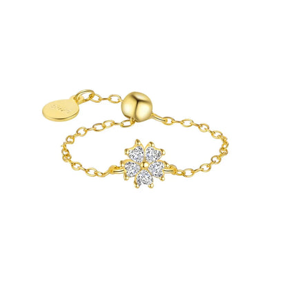 Anillo Cadena con Mariposa, Cruz o Perla
