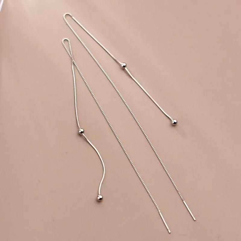 Aretes Largos de Cadena con Esferas