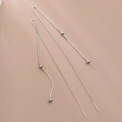 Aretes Largos de Cadena con Esferas