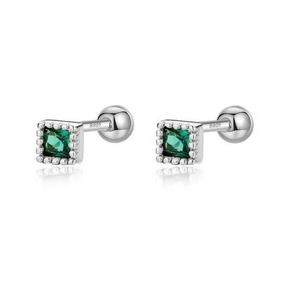 Aretes Zirconia de Color en Cuatro Formas con Rosca