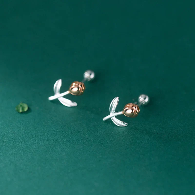 Aretes Flor Delicada con Cierre de Rosca