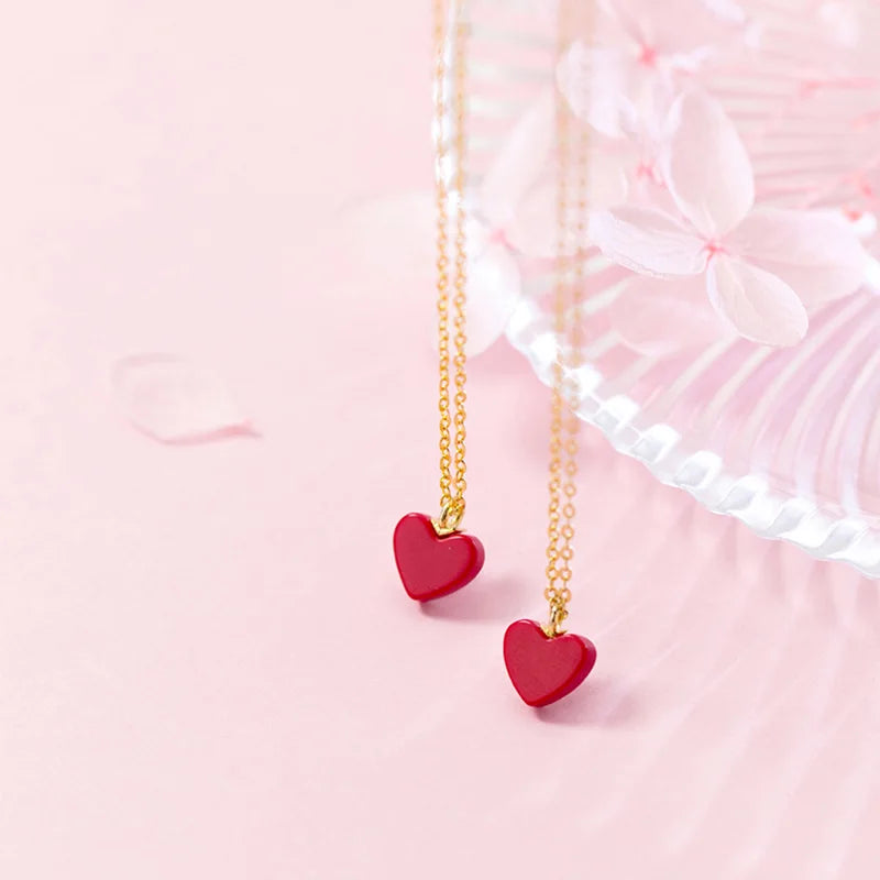 Collar Corazón de Piedra Roja