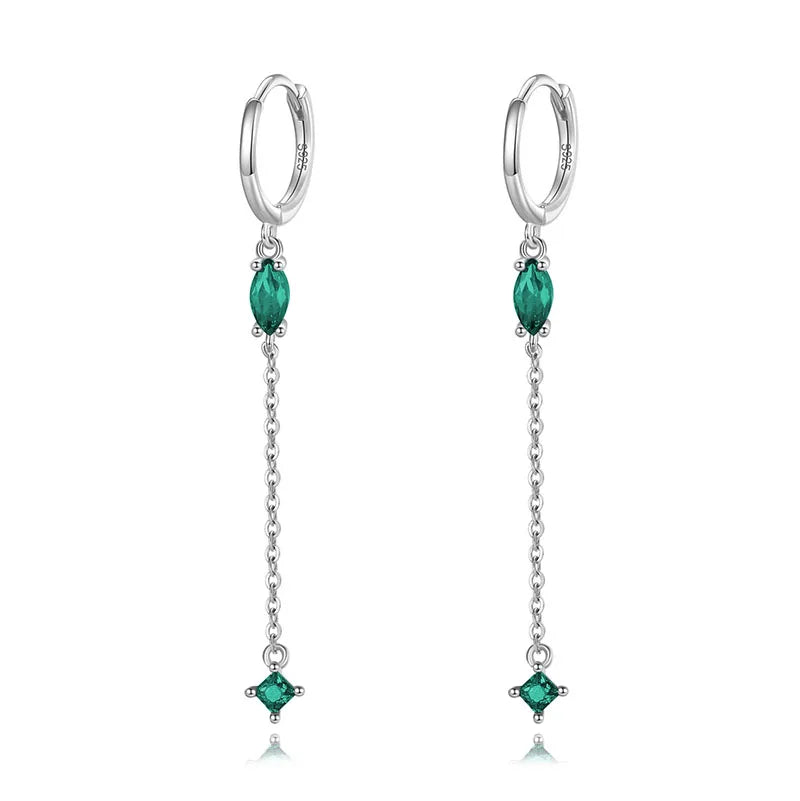 Arracadas con Borla de Cadenas y Zirconia de Color