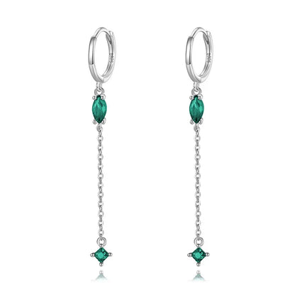 Arracadas con Borla de Cadenas y Zirconia de Color