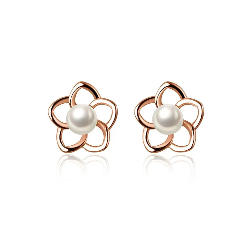 Aretes Flor Delicada con Perla
