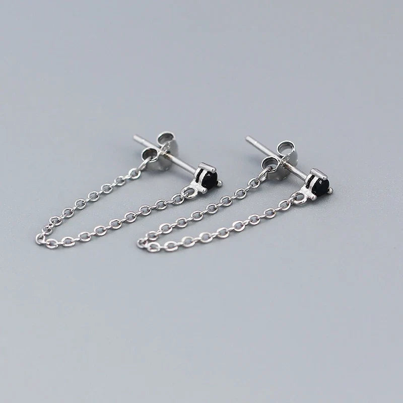 Aretes de Hilo con Zirconias de Colores