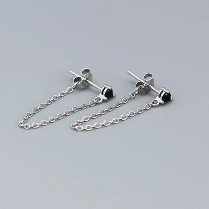 Aretes de Hilo con Zirconias de Colores