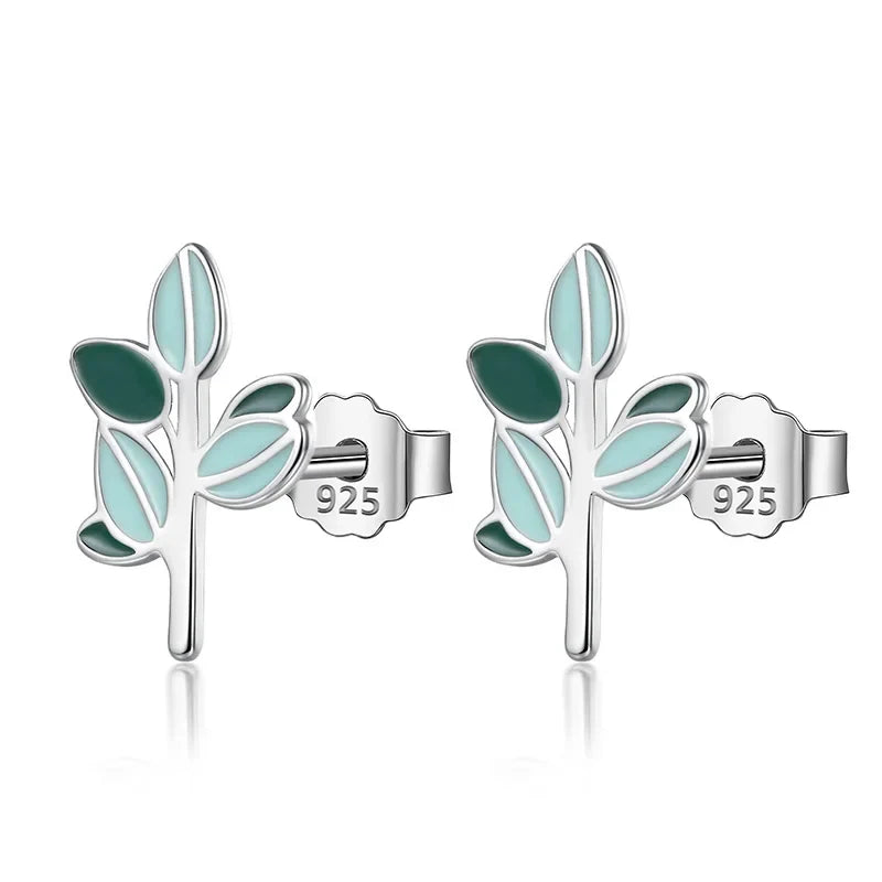 Aretes Hojas Esmaltadas Verdes