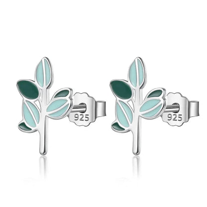 Aretes Hojas Esmaltadas Verdes