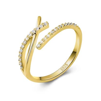 Anillo Cruz Brillante Abierto