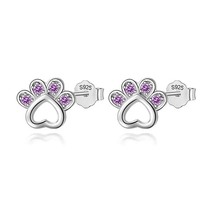 Aretes Huellita con Zirconia Rosa