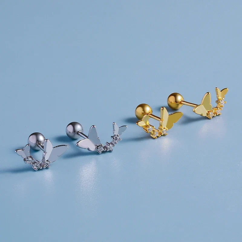 Aretes Mariposa con Zirconias en Cuatro Estilos