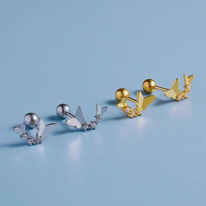 Aretes Mariposa con Zirconias en Cuatro Estilos