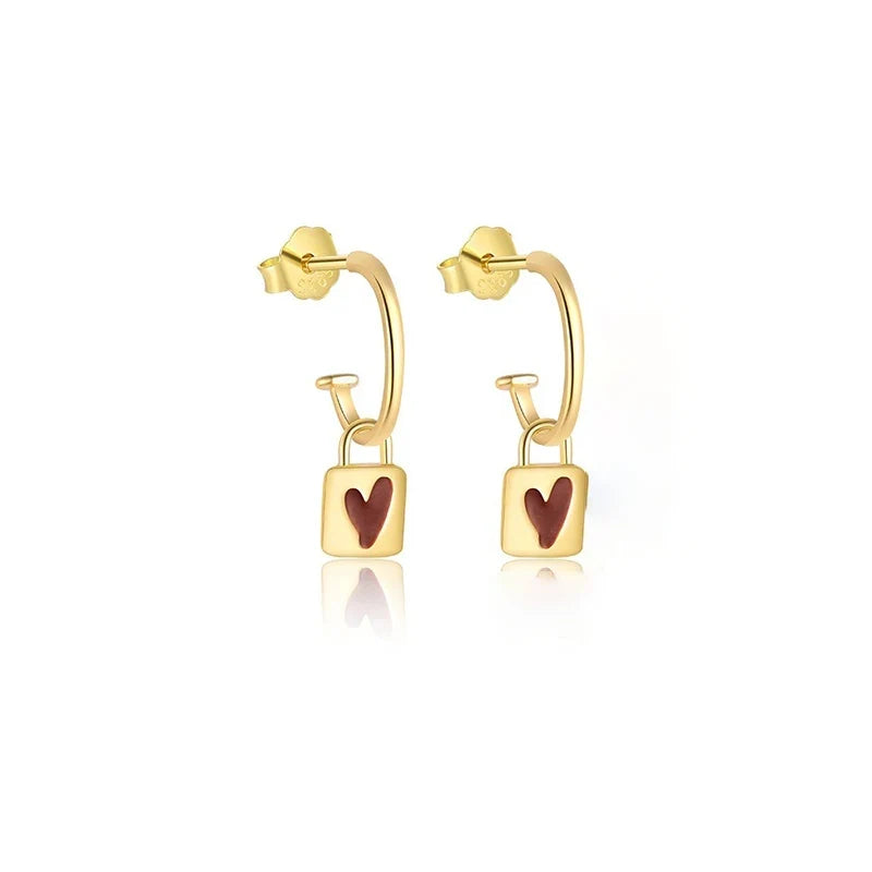Aretes o Collar Corazón Candado o con Rayo
