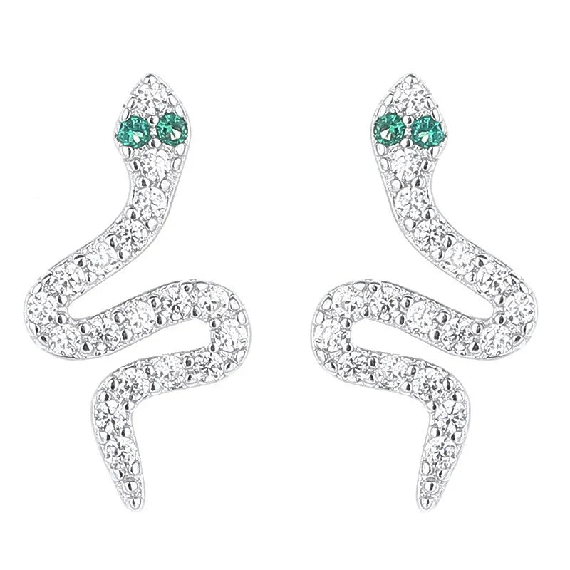 Aretes Serpiente en Espiral con Zirconias