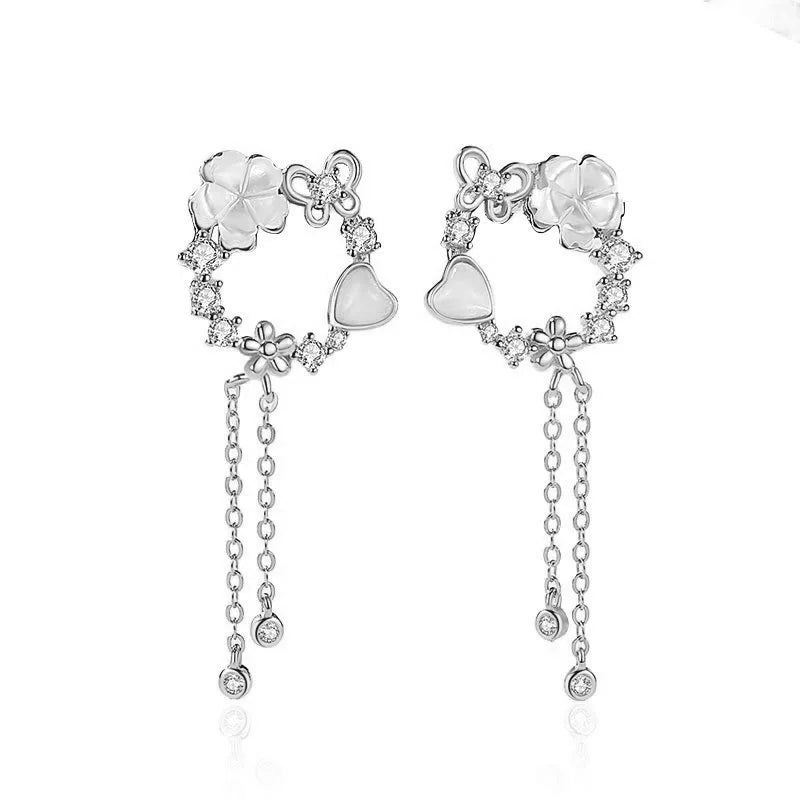 Aretes o Collar Flor, Mariposa y Corazón