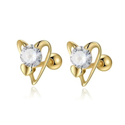 Aretes Corazón de Rosca en Plateado o Dorado
