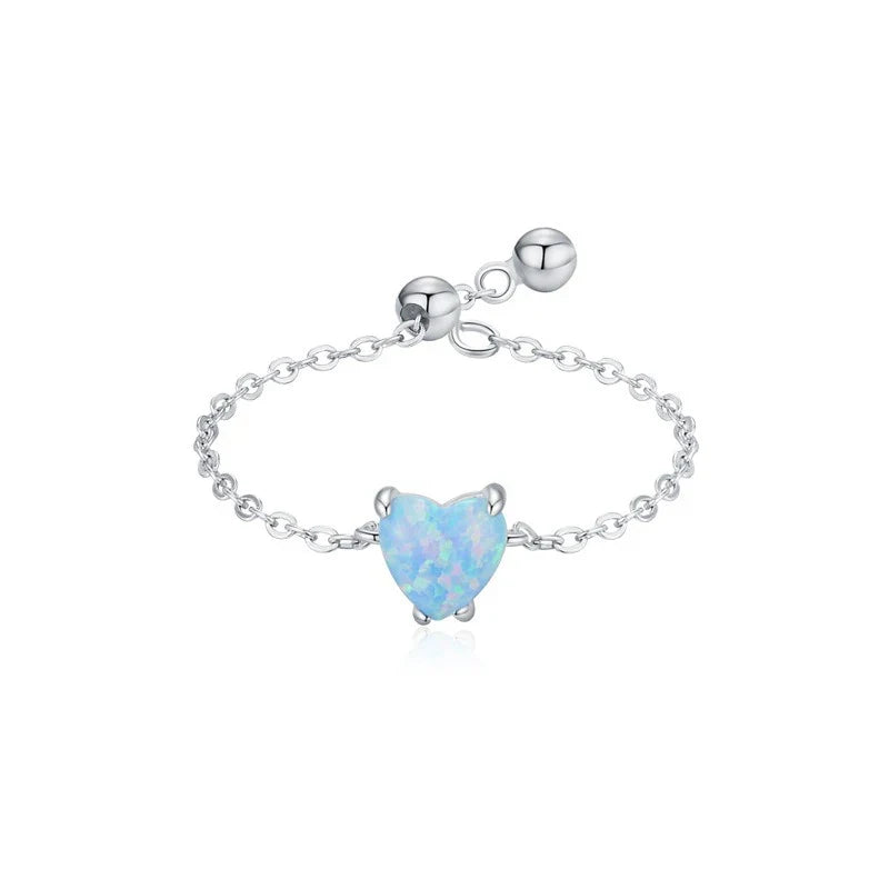 Anillo Corazón de Ópalo Ajustable