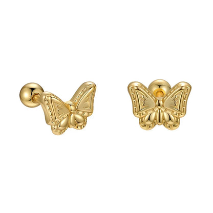 Aretes Mariposa Lisa con Cierre de Rosca