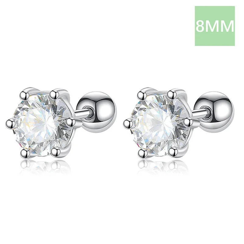 Aretes Botón Zirconia de Seis Garras
