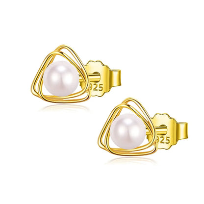Aretes Triángulo con Perla