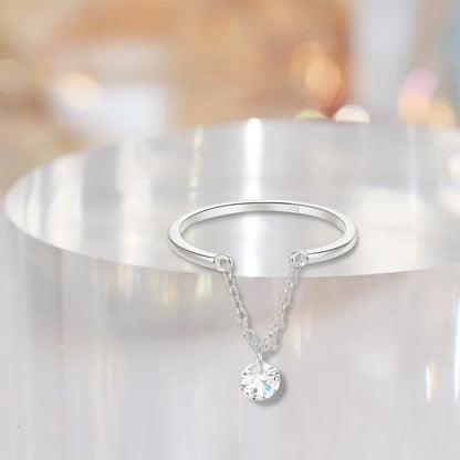 Anillo Abierto de Cadena con Zirconias