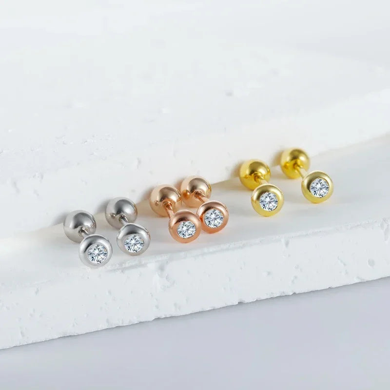 Aretes Solitario Redondo de Zirconia