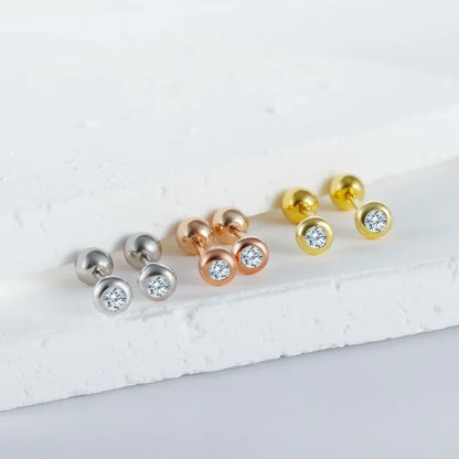 Aretes Solitario Redondo de Zirconia