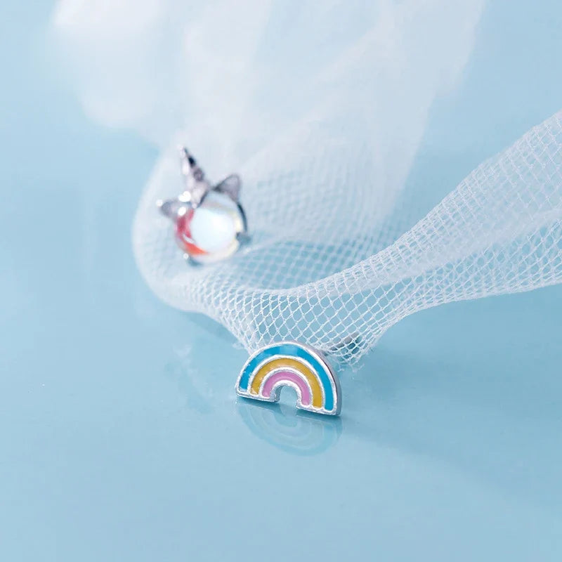 Aretes Asimétricos Unicornio y Arcoíris