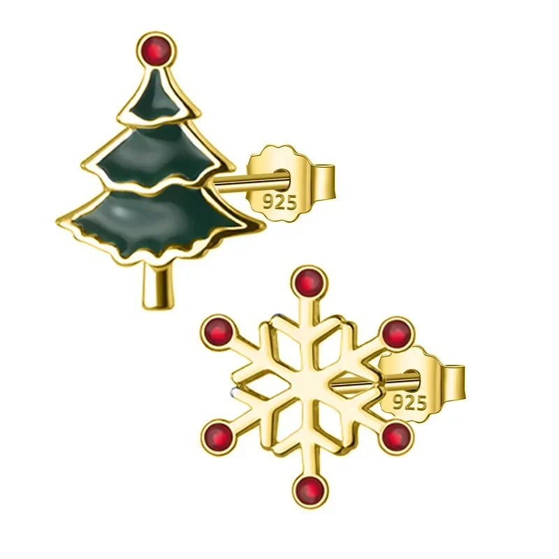 Aretes Asimétricos Copo de Nieve y Árbol