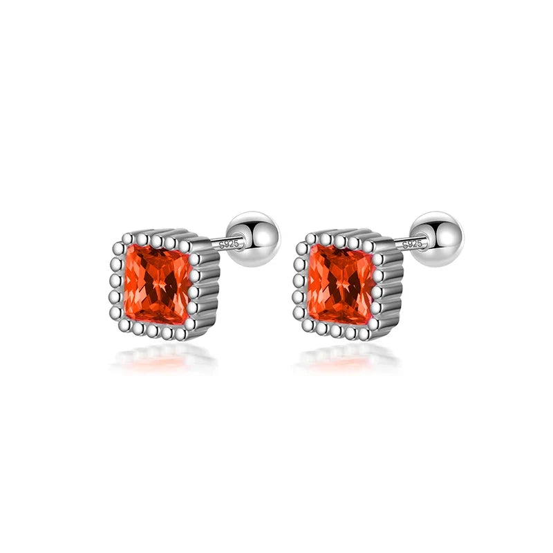 Aretes Cuadrados de Zirconia de Color