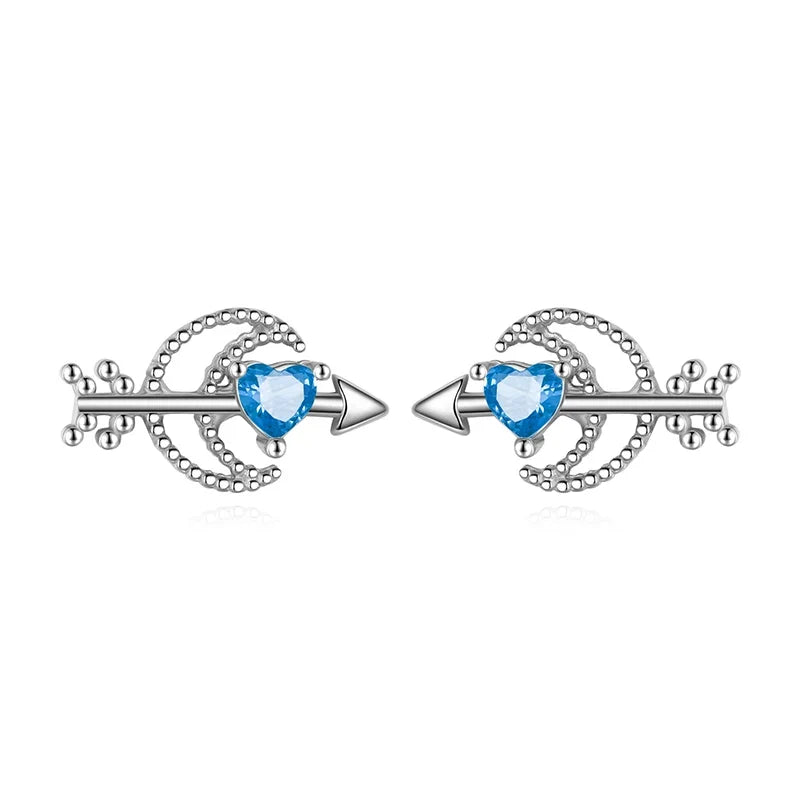 Aretes Corazón y Luna con Zirconia
