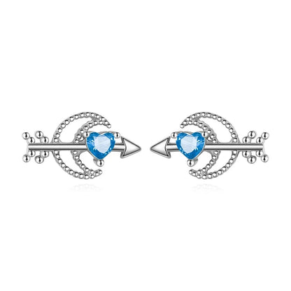 Aretes Corazón y Luna con Zirconia