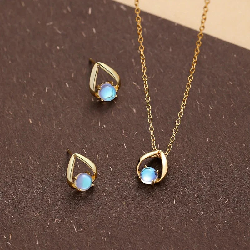 Collar o Aretes de Piedra Luna Irregular