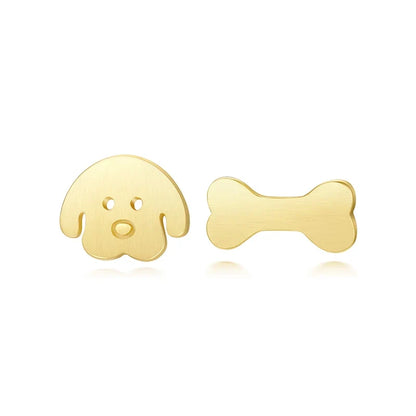 Aretes Asimétricos Hueso de Perrito